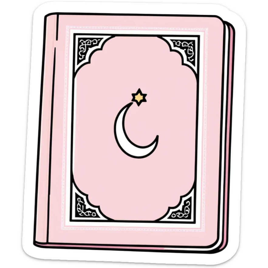 Baby pink Quran book, pastel soft pink Muslim holy book sticker