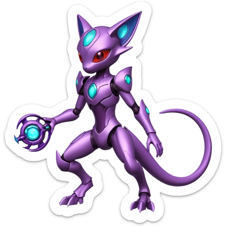 Futuristic armored cyber-Mewtwo-Sableye-Genesect-Deoxys-Espeon-alien-hybrid-fusion sticker
