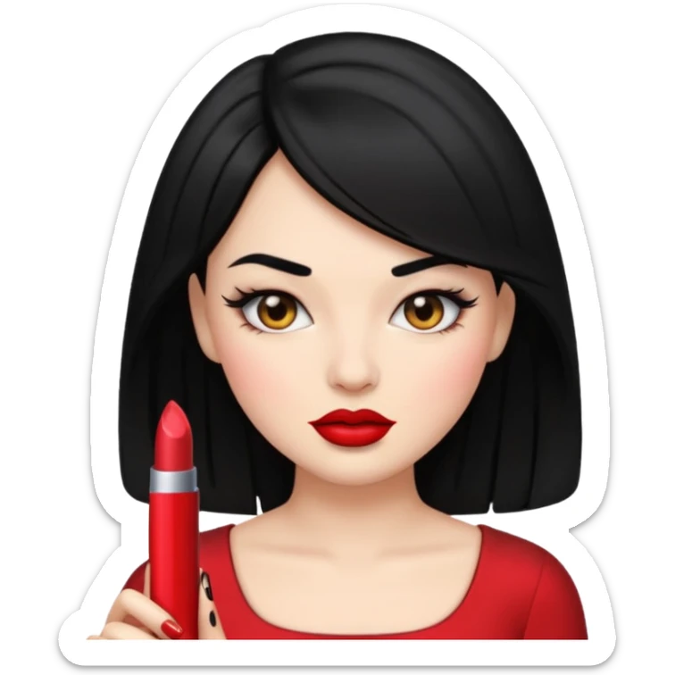 “Emoji girl, femme fatale, black hair sticker