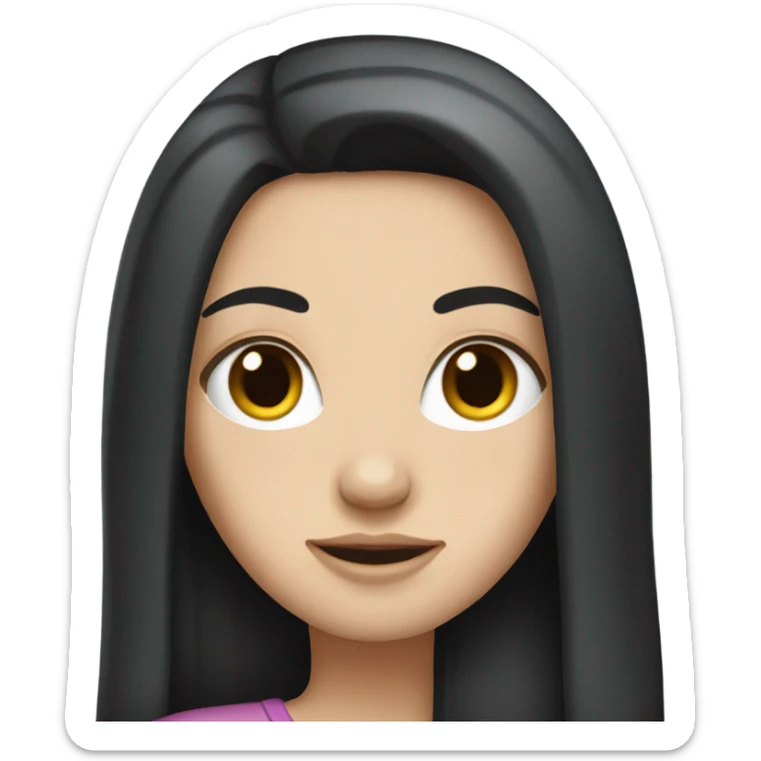 white girl with long black hair sticker