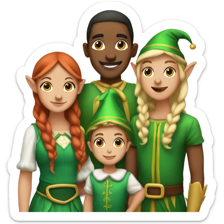 Family of 5 with 2 bothers and a baby girl dressed as elves sticker