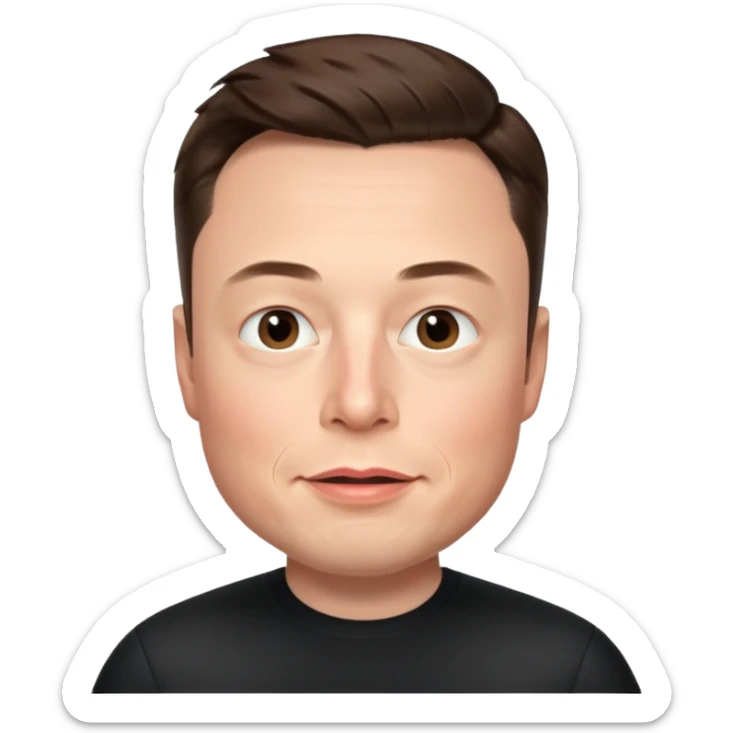 Elon Musk's face in the style of IOS memoji sticker