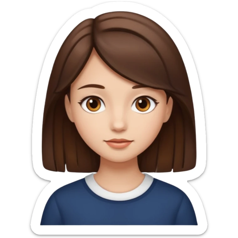 Kahverengi biraz açık ve kapalı saç renkli kız sticker