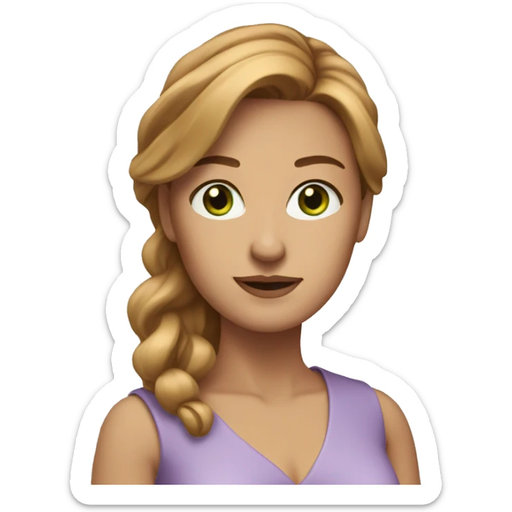 executive woman, straight golden brown hair, green eyes, lilac dress sticker