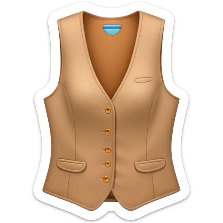 Apple-style 3D emoji of a women’s vest, sleeveless, fitted design, stylish cut, light fabric texture, feminine look, no background sticker