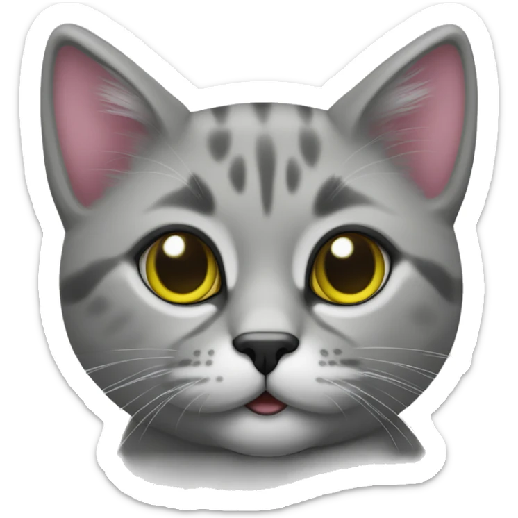 Gato gris ceniza con puntitos negros , nariz rosa y ojos verde amarillo  sticker