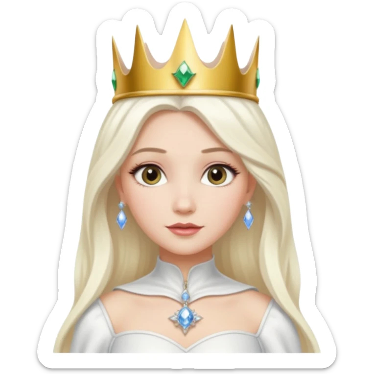 The Good Witch from The Land of Oz with long white blonde hair, white outfit and crown sticker