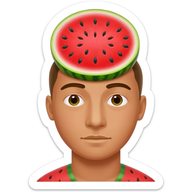 Combine the dancing man emoji🕺with a head made of watermelon sticker