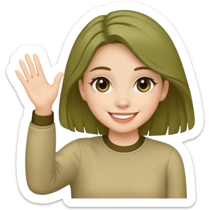 Una chica muy aesthetic saludando con la mano con ropa aesthetic de oliva Rodrigo sticker