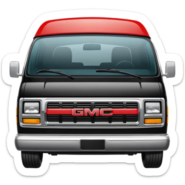 I need an emoji depicting the A-Team's van. this is a GMC Vandura with a front grill, and a diagonal stripe coming from the door, it is not a VW van sticker