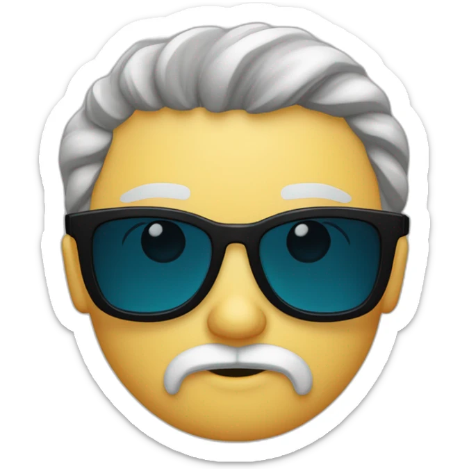 Homme caucasien chauve avec une barbe noir et des lunettes de soleil sticker