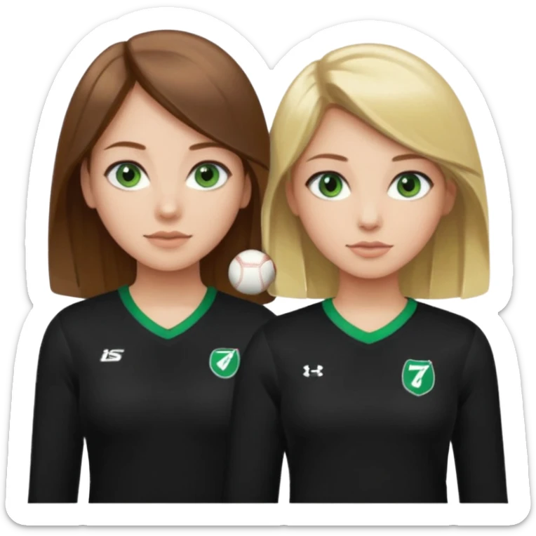 Maman cheveux marrons chemise noir et fille cheveux blond yeux verts tricot sport  sticker