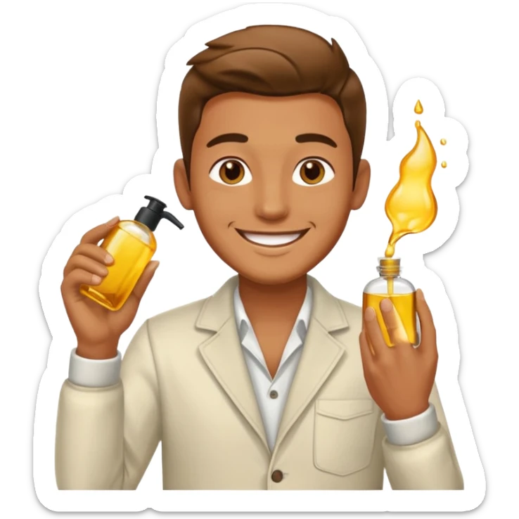 oil massage emoji men wearing clothing and applying oil sticker