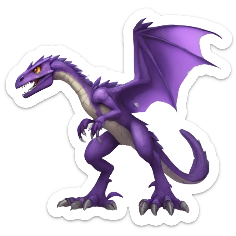  Edgy Purple Digimon-Fakemon-Velociraptor-Dragon-Mecha full body sticker