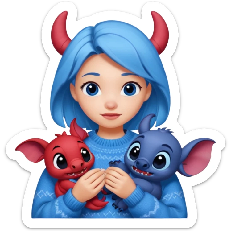 Gaming, Stitch und Muschu von Disney, Cozy,Chaos, Girl, animiert sticker