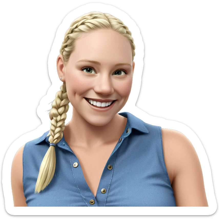 smiling girl with blonde braid sticker