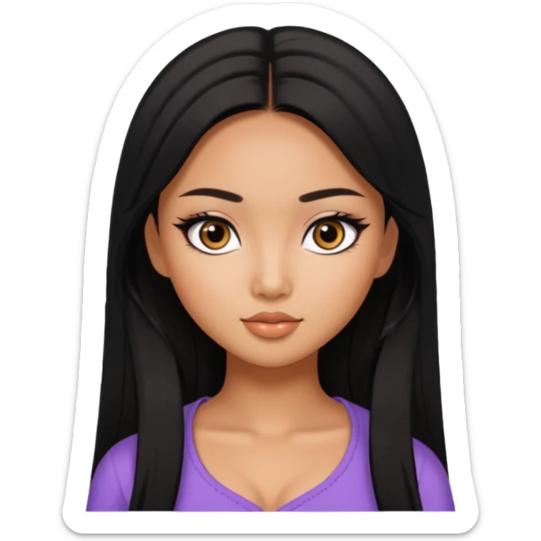 asian tanned beauty standard, pretty bratz baddie, black eyeliner sticker