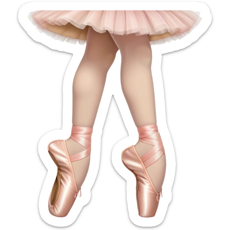 Humanless emoji for Ballet: close-up of key ballet attributes like a pair of pointe shoes, a tutu, and a ballet barre. The icon should capture the elegance and precision of ballet, with a focus on these iconic elements. Transparent background. sticker