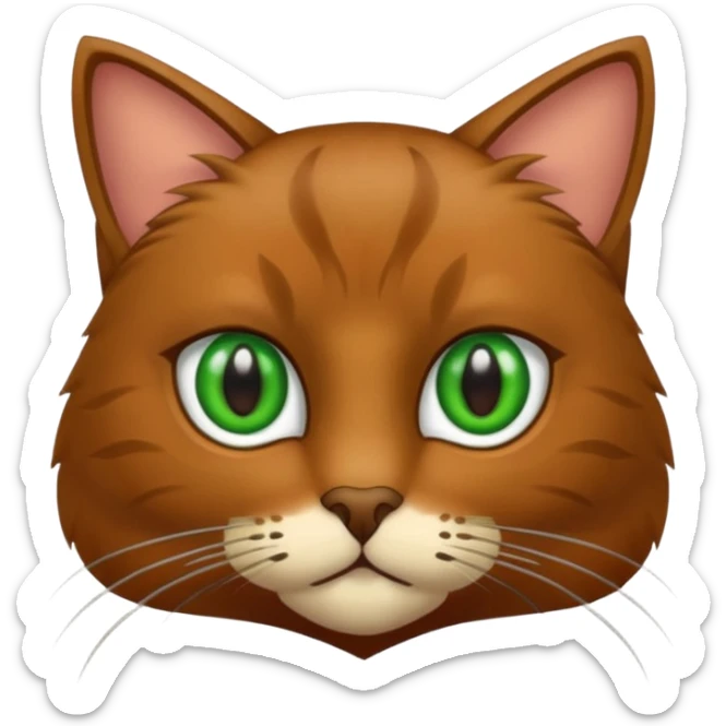 eine braune flauschige niedliche katze mit grünen augen die augen sollen nicht leuchten sondern matt sein  sticker