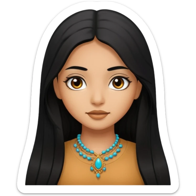 Caramel skinned girl, straight long hair, Pakistani, black eyes and hair  sticker