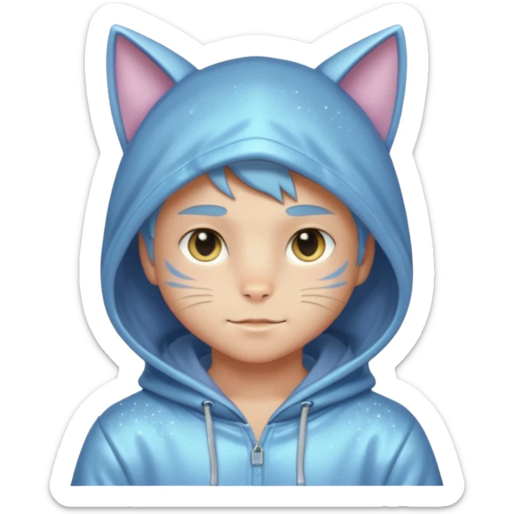 Sexy Handsome Shiny Sparkly Attractive Pastel Anime Catboy with a hoodie  sticker