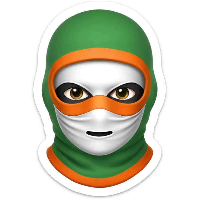 Can you give me a balaclava emoji but the balaclava has a Irish tricolour design sticker