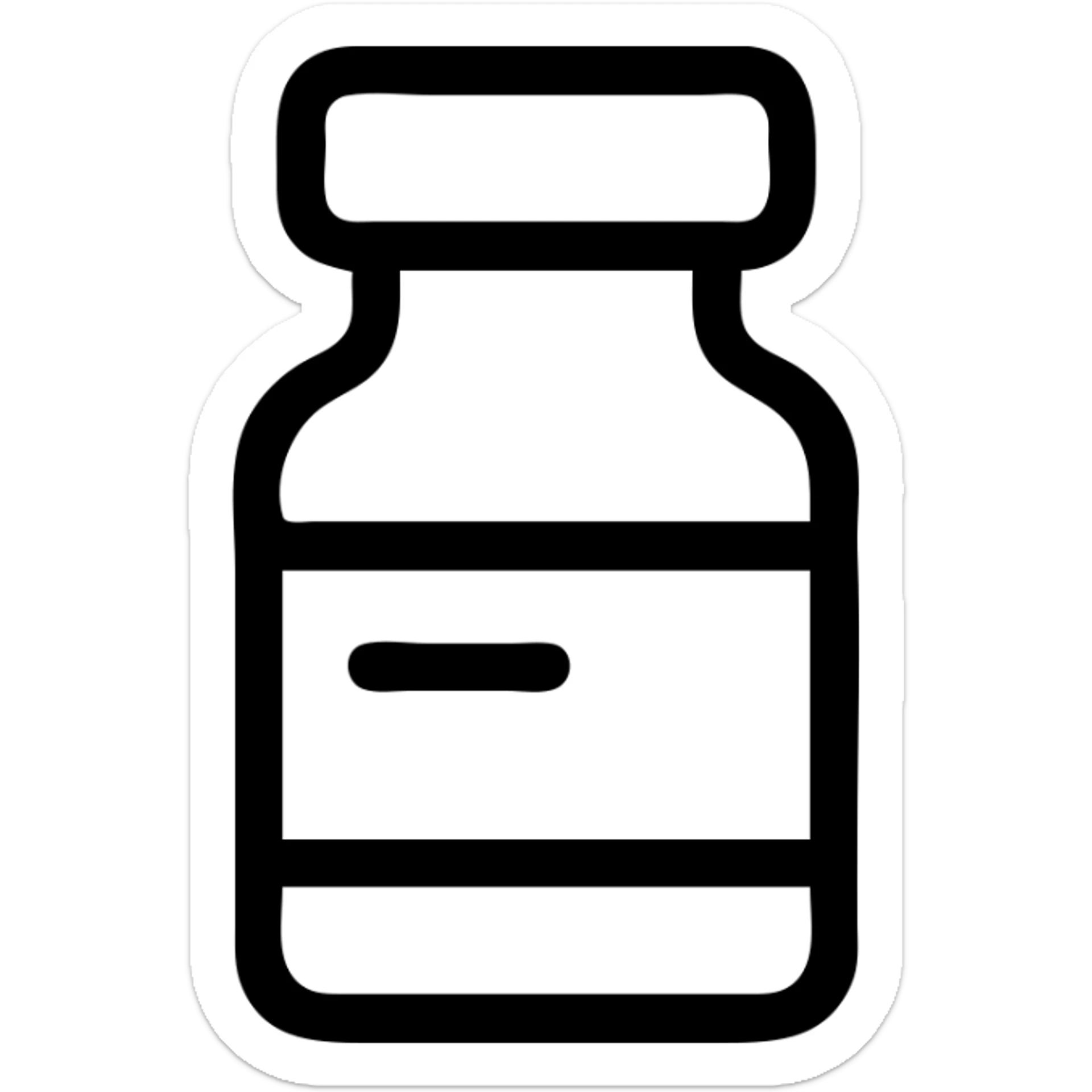 Discord role icon for 'pacientas' of a psychiatric clinic, small medicine vial, outlined and minimalist, #6fe8f3 color, no playful or childish elements, suitable for professional Discord server sticker