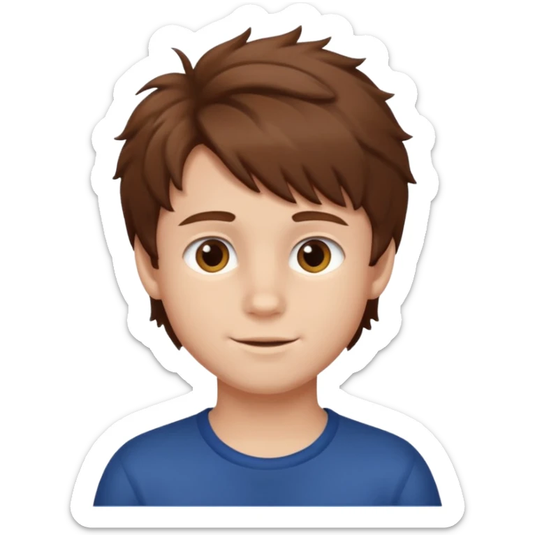 boy, fluffy, brown hair sticker