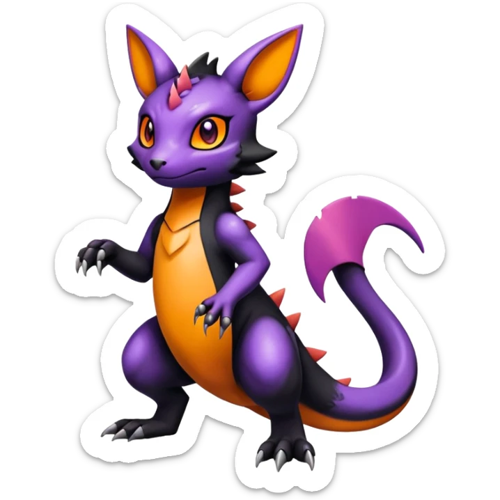 Cute Shiny Guilmon-Salandit-Umbreon-Fakémon-hybrid-creature (full body)  sticker