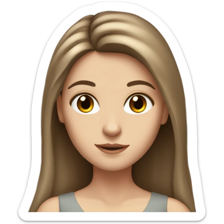 White girl with long voluminous brown hair , geen eyes  sticker