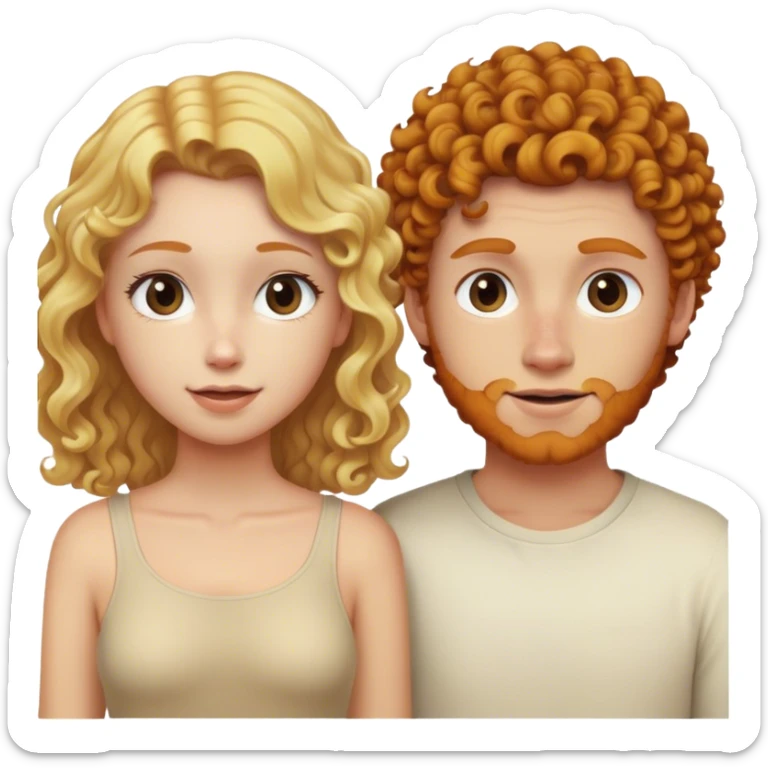 Straight hair blonde girl plus ginger curly hair boyfriend  sticker