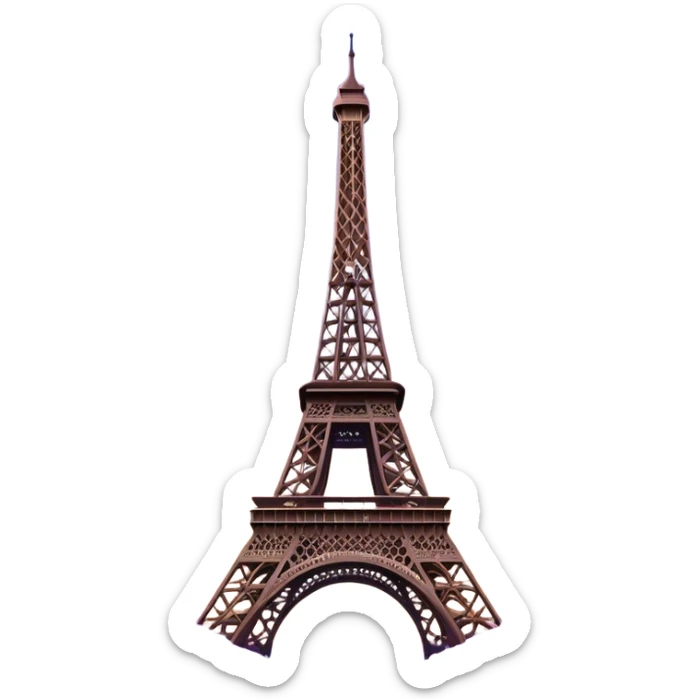 Cinematic Realistic Eiffel Tower Landmark Emoji, depicted with the iconic iron lattice structure against a twilight sky rendered with dramatic, luminous lighting and intricate detail. sticker