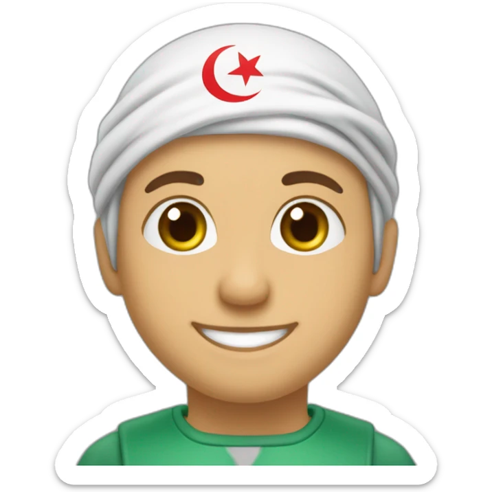 un garçon de 35 ans portant le drapeau de la Tunisie souriant et musulmans  sticker