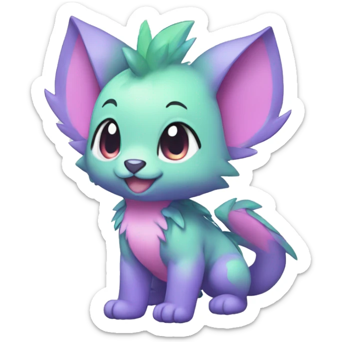 Cute cool green blue purple pink animal hybrid Fakemon full body sticker