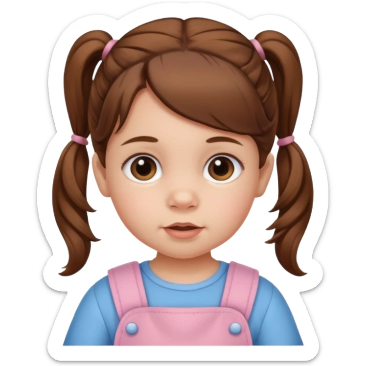 baby girl with brown hair and pigtails sticker