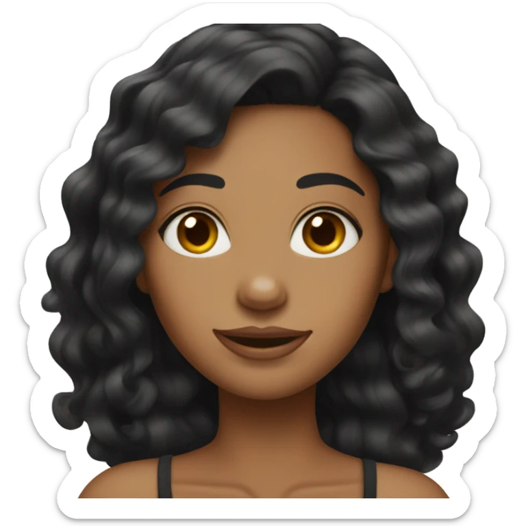 Black hair wavy tan skin girl  sticker