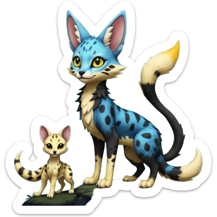 Epic complex detailed aesthetic-scenic-Fakémon-Trico-Sergal-Serval-Vernid-Genet-Umbreon-creature sticker