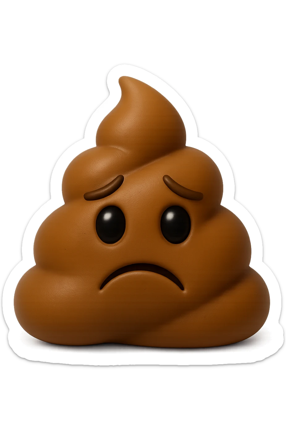 EMOJI STILE IPHONE 3D DI UNA MONTAGNETTA DI FECI A PALLINE CON ESPRESSIONE TRISTE, IPERREALISTICO 4K sticker