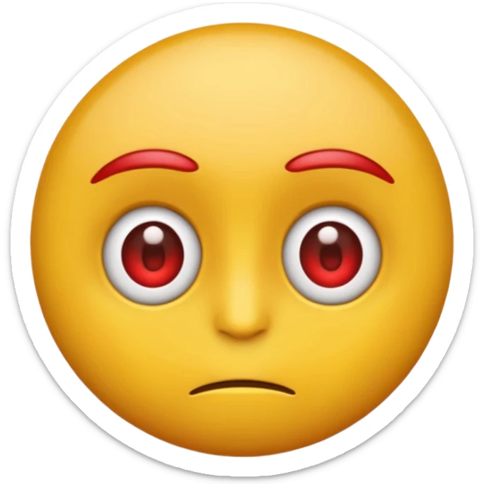 Un emoji basic avec une tête ronde et jaune des yeux fatigués et rouge  sticker