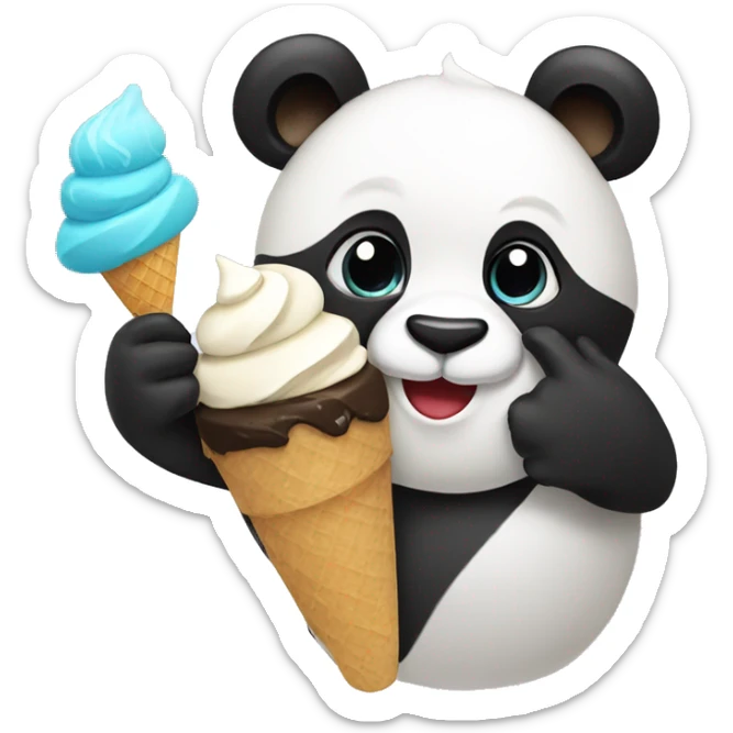 Panda eating ice cream sticker