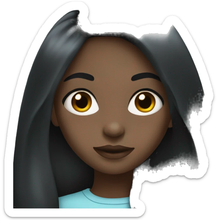 Black girl with light blue eyes with long black hair  sticker
