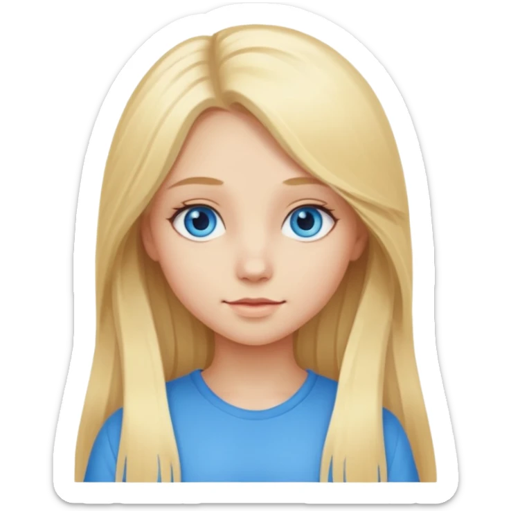 cute girl full body with long blonde hair sticker