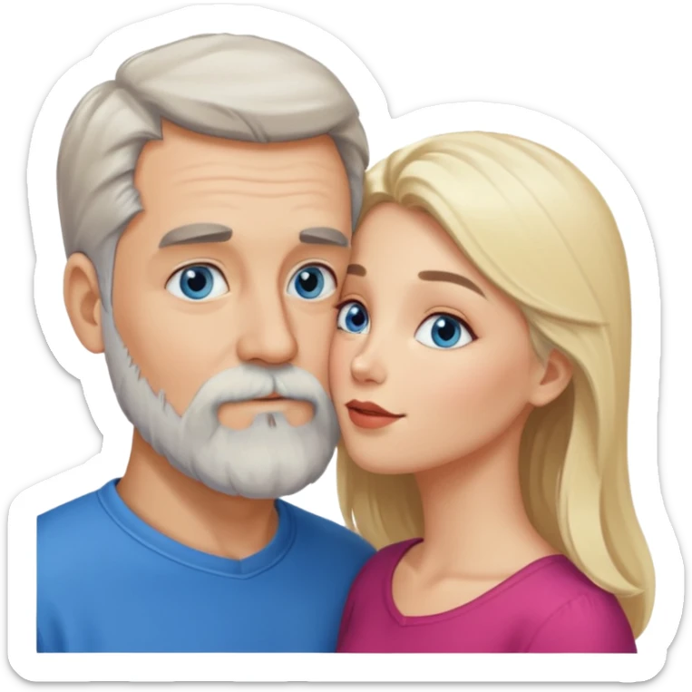 Man with gray beard kissing blonde blue-eyed  woman sticker