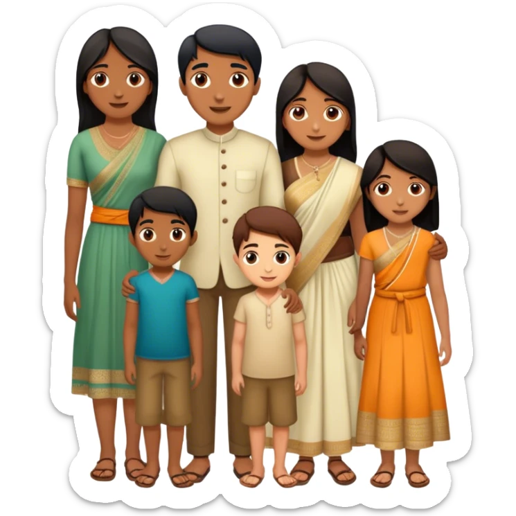 Family of 5 which are indians that are slightly white washed except for the dad    with 2 elder sister, 17 and 14,and a younger brother, 10 sticker