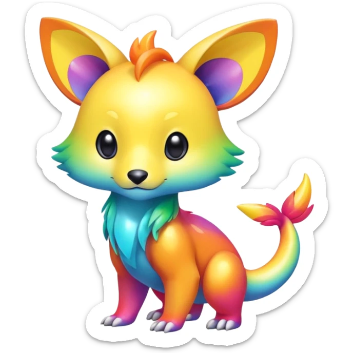 Cute shiny colorful exotic animal hybrid Fakemon full body sticker