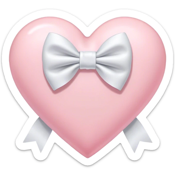 Pastel pink heart with white bow sticker