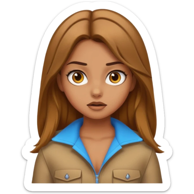 pretty long hair girl middle parted, amazed, good clothes, tanned, baddie, RELLY PREETY, BADDIE, DRESSED AS A BADDIE, LIGHT BROWN HAIR sticker