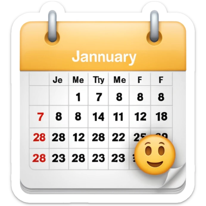 An emoji of a Calander page showing only January 30, no other dates sticker