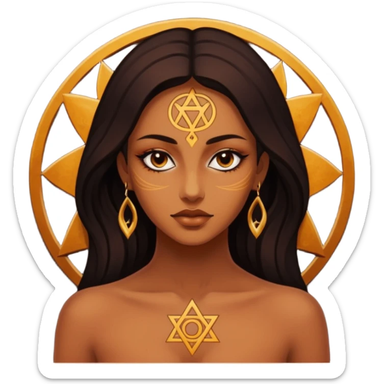 Dark oil traced over woman’s skin forming occult symbols, sensual devotion sticker