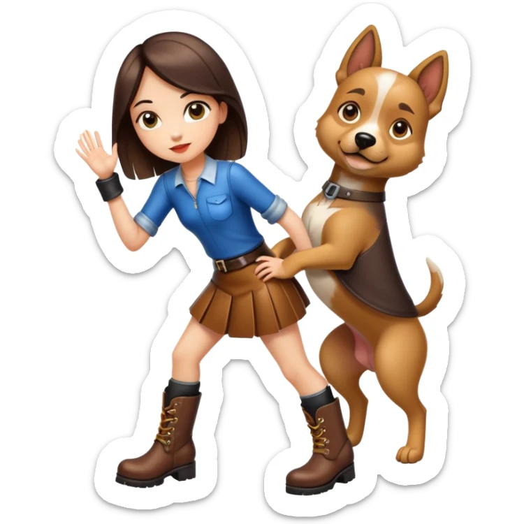 Girl dressed like a dog and in  leather skirt and boots sticker